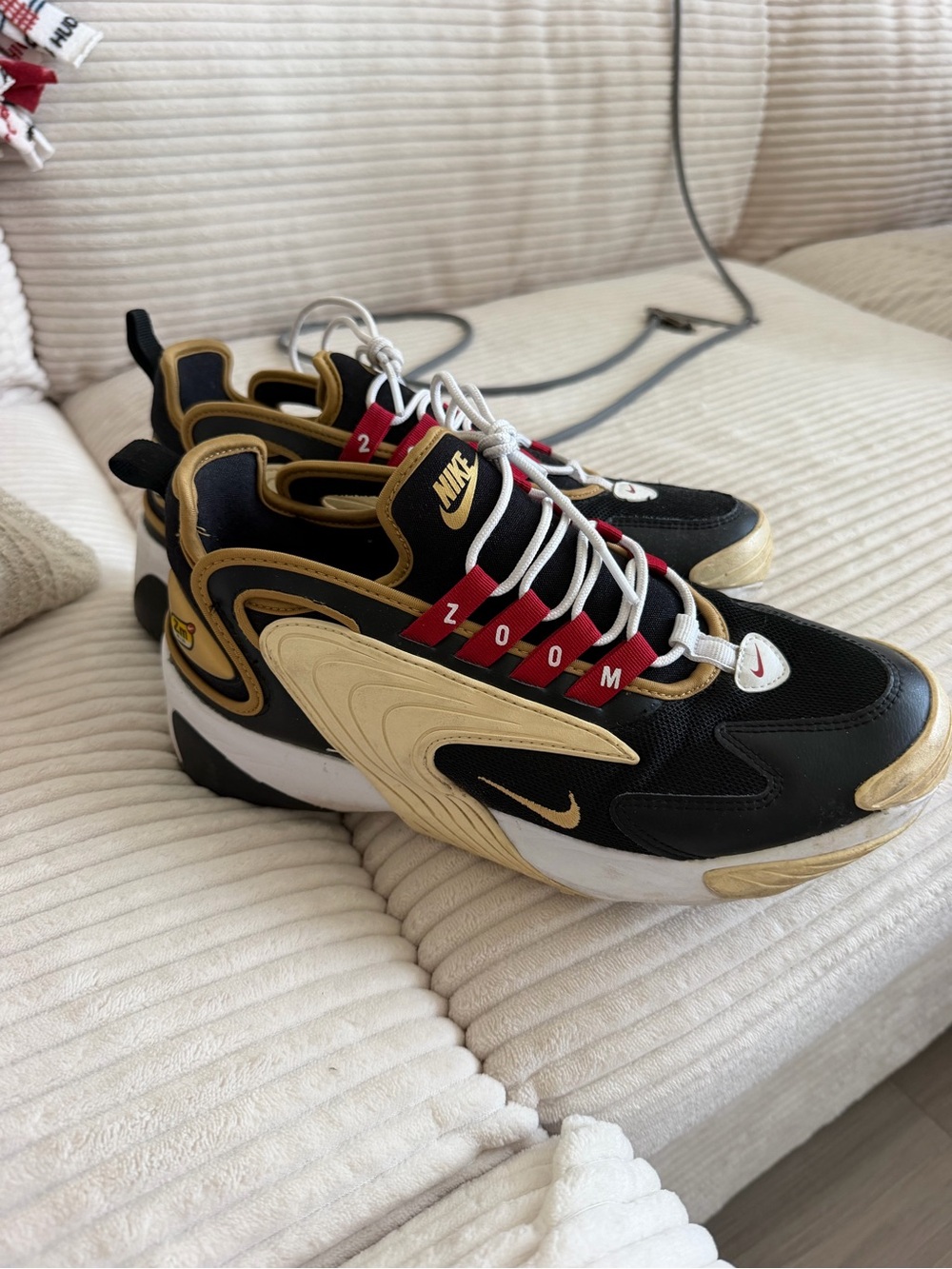 Nike Zoom Air Black Gold Red Athletic Sneakers